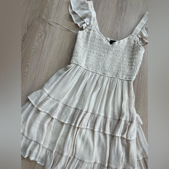 Smocked Beige Dress with Flutter Sleeves | Size M | Worn once - Picture 2 of 3